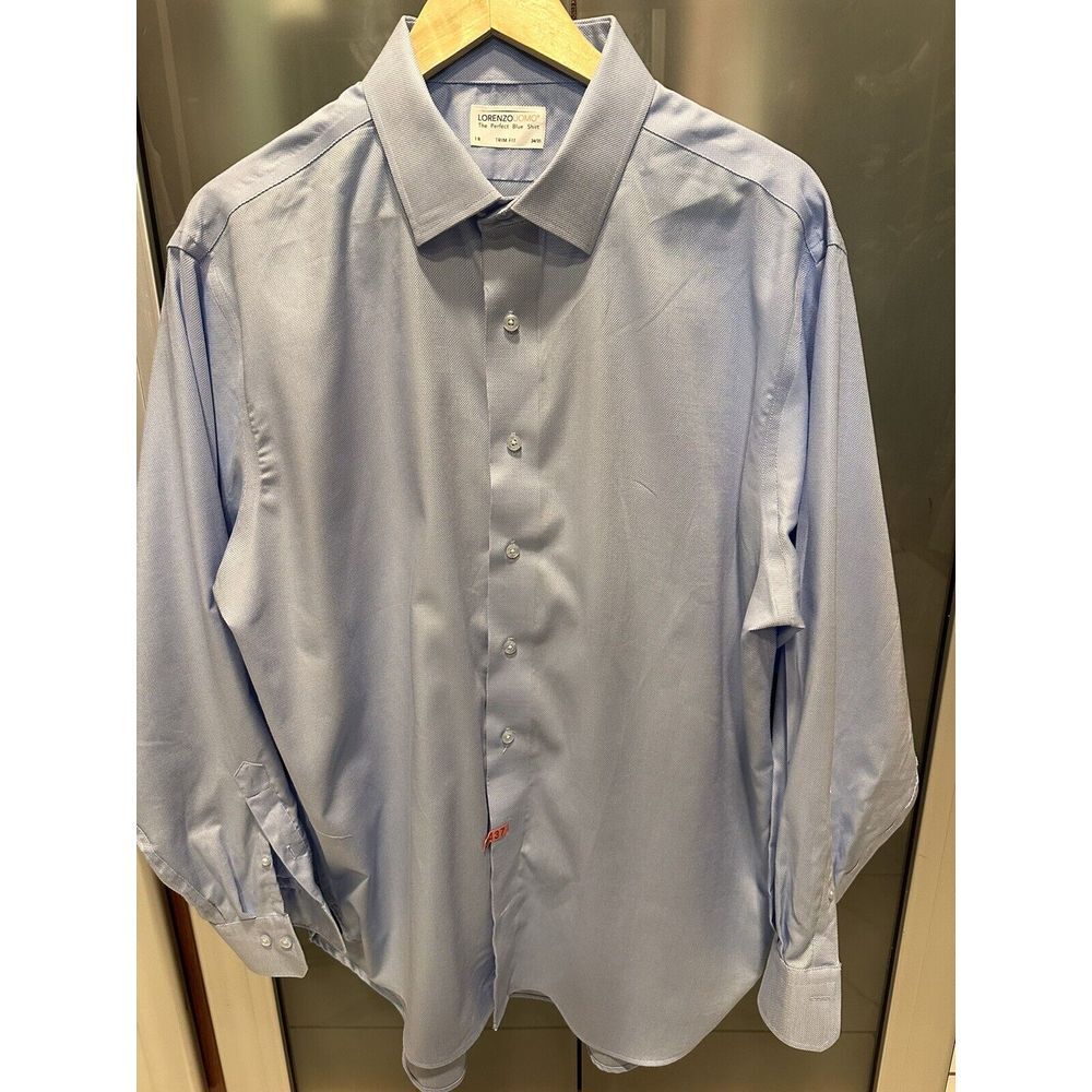 Lorenzo Uomo Long Sleeve Button Up "The Perfect Blue Shirt" Trim Fit 18 - 34/35